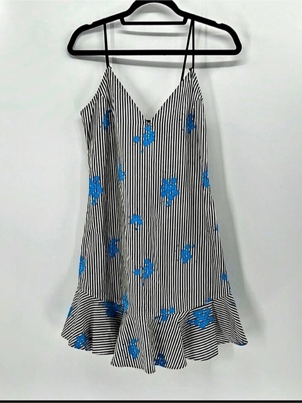 Derek Lam 10 Crosby Stripe Tank Dress - Black/White/Blue-Small